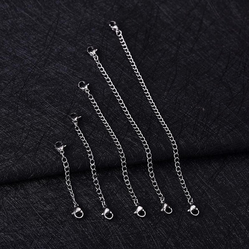 KLSZ 10Pcs Stainless Steel Necklace Extender Chain Links, Silver Necklace Extenders for Bracelet Anklet Stainless Steel Chain Extenders for Jewelry Making 2in 3in 4in 5in 6in (10 Silver) - Image 5